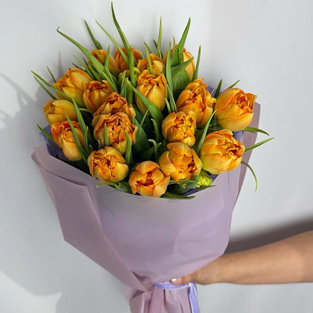 Ramo de tulipanes dobles naranja, 20 tulipanes (foto 2)