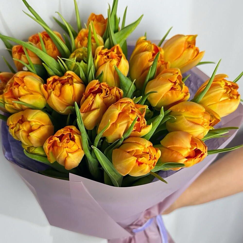 Ramo de tulipanes dobles naranja, 20 tulipanes (foto 3)