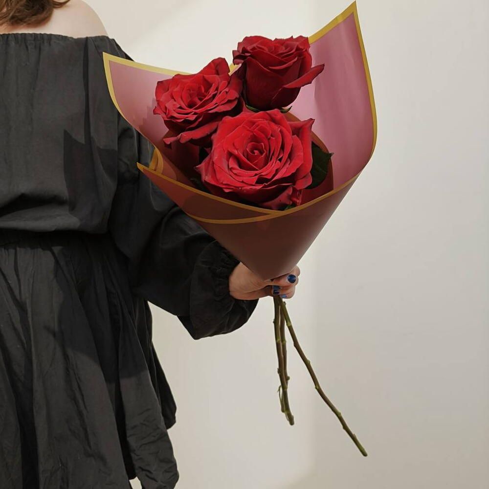 Ramo de rosas rojas, 3 rosas (foto 3)